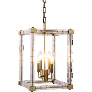 Cristal 4 Light 13 inch Burnished Brass Foyer Lantern Ceiling Light, Urban Classic