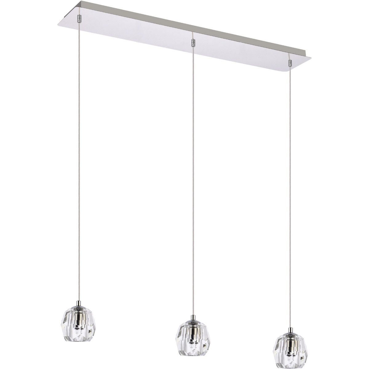 Eren 3 Light 28 inch Chrome Linear Pendant Ceiling Light
