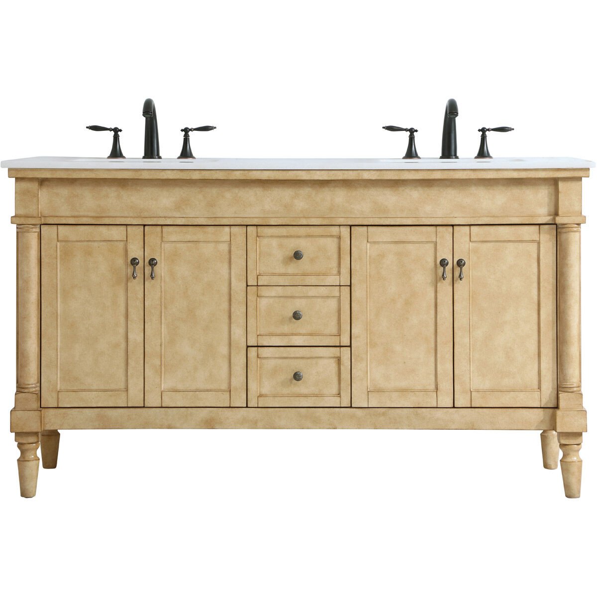 Lexington 60 X 21.5 X 35 inch Antique Beige and Antique Bronze Vanity Sink Set in Antique Brass