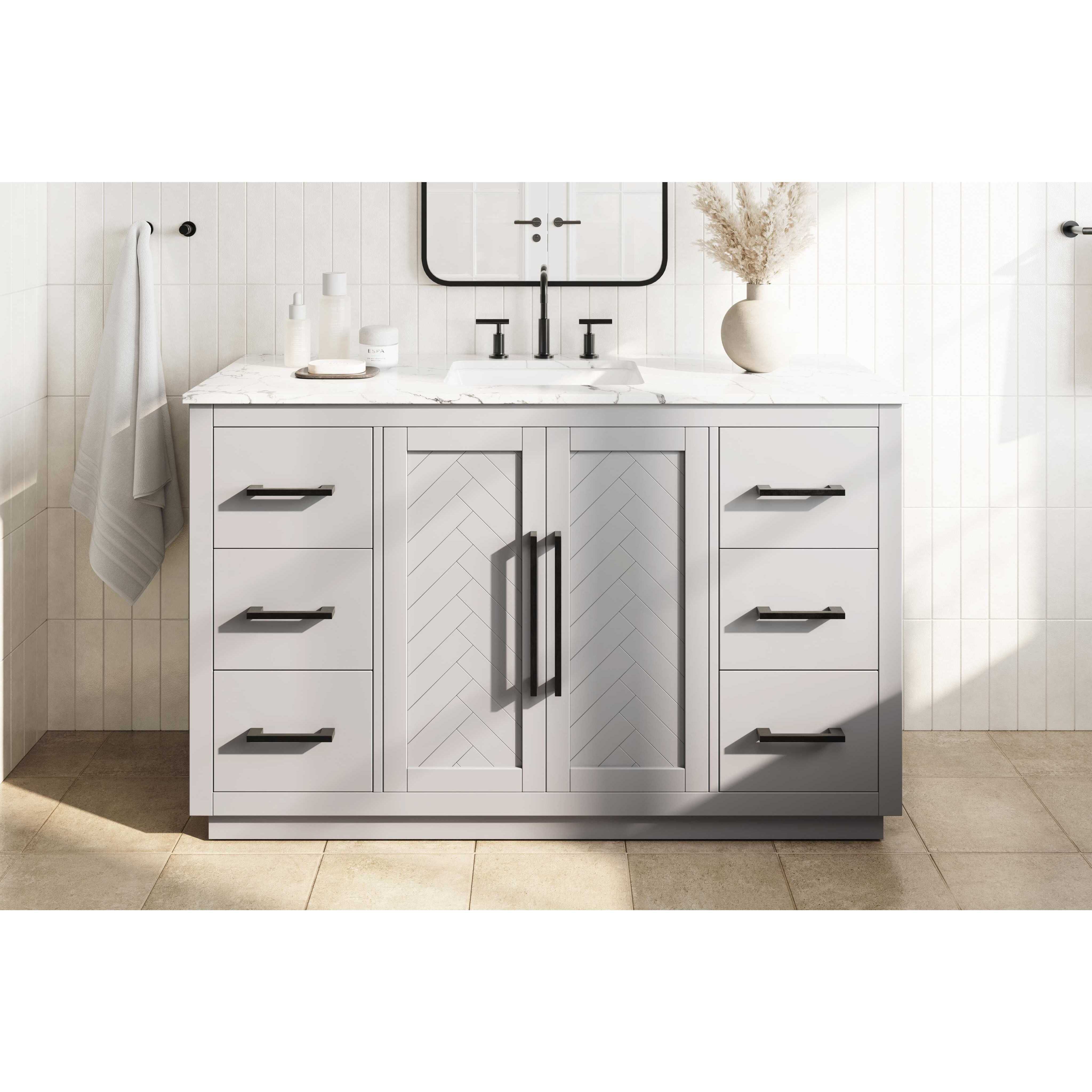 Chase 54 X 34 inch Grey Bathroom Vanity Cabinet