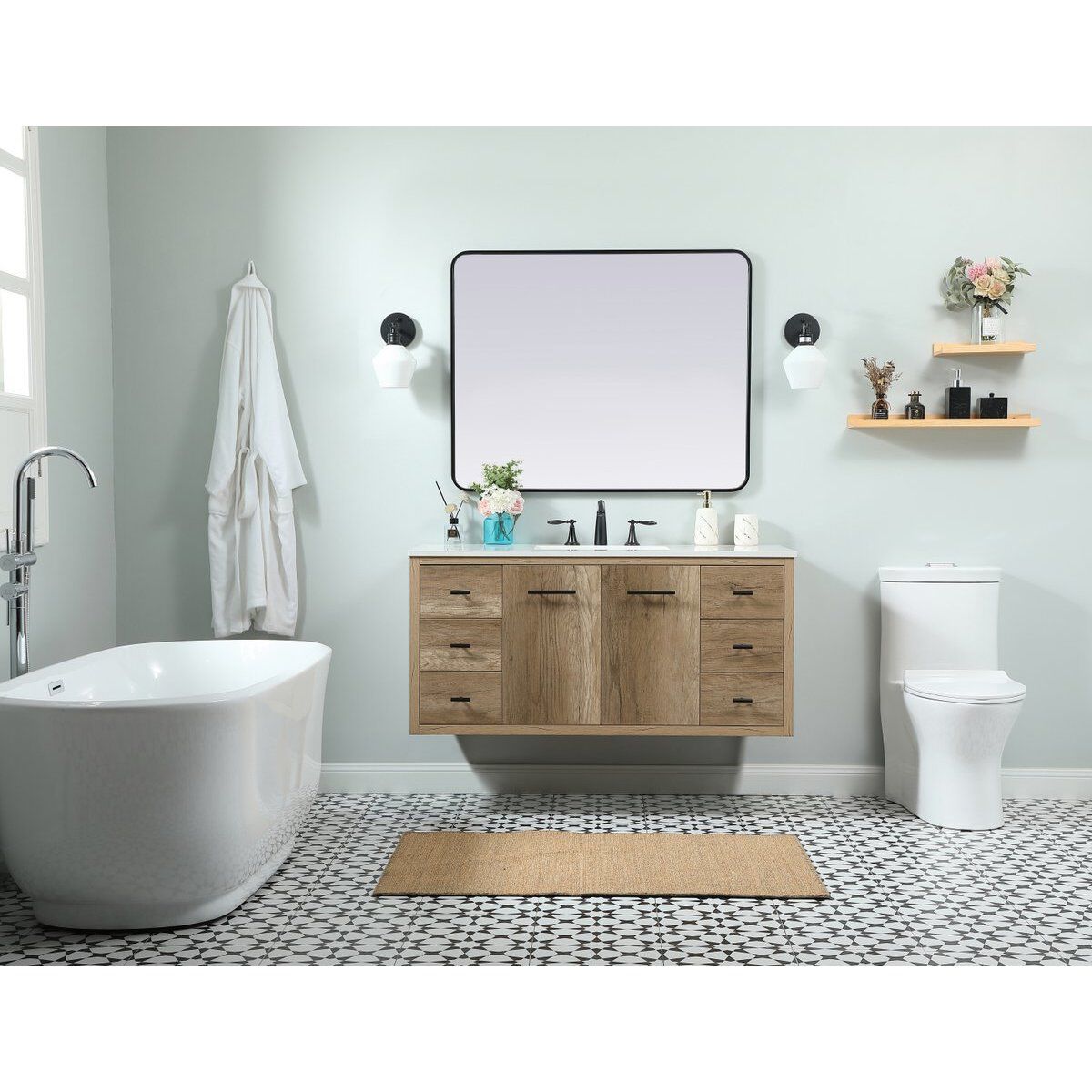 Cyrus 48 X 22 X 34 inch Natural Oak Vanity Sink Set