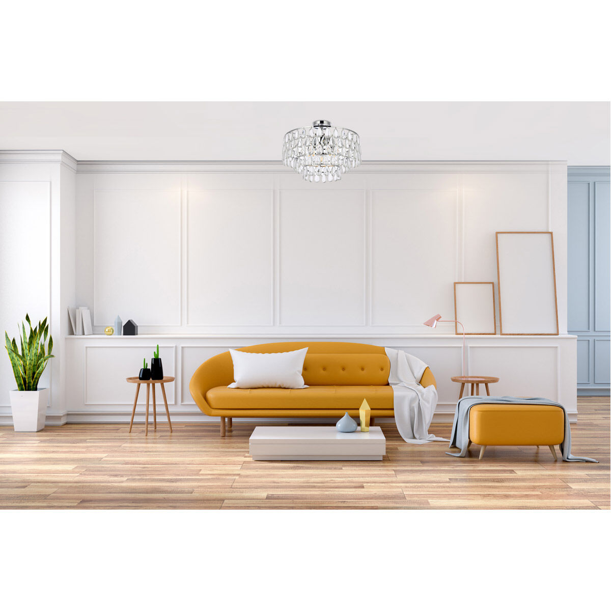 Mila 5 Light 20 inch Chrome Flush Mount Ceiling Light