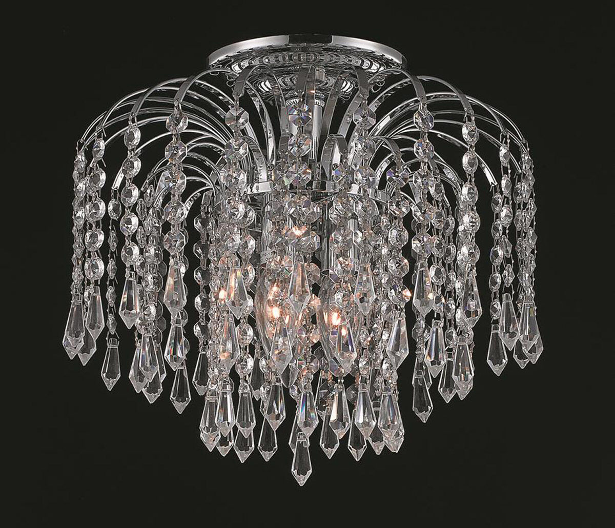 Falls 3 Light 12 inch Chrome Flush Mount Ceiling Light in Royal Cut