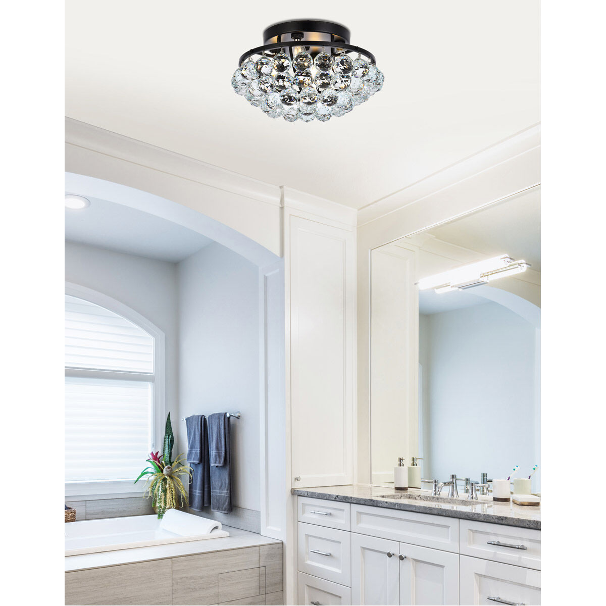 Elegant Lighting V9805F14BK RC Corona Four Light Flush Mount Black