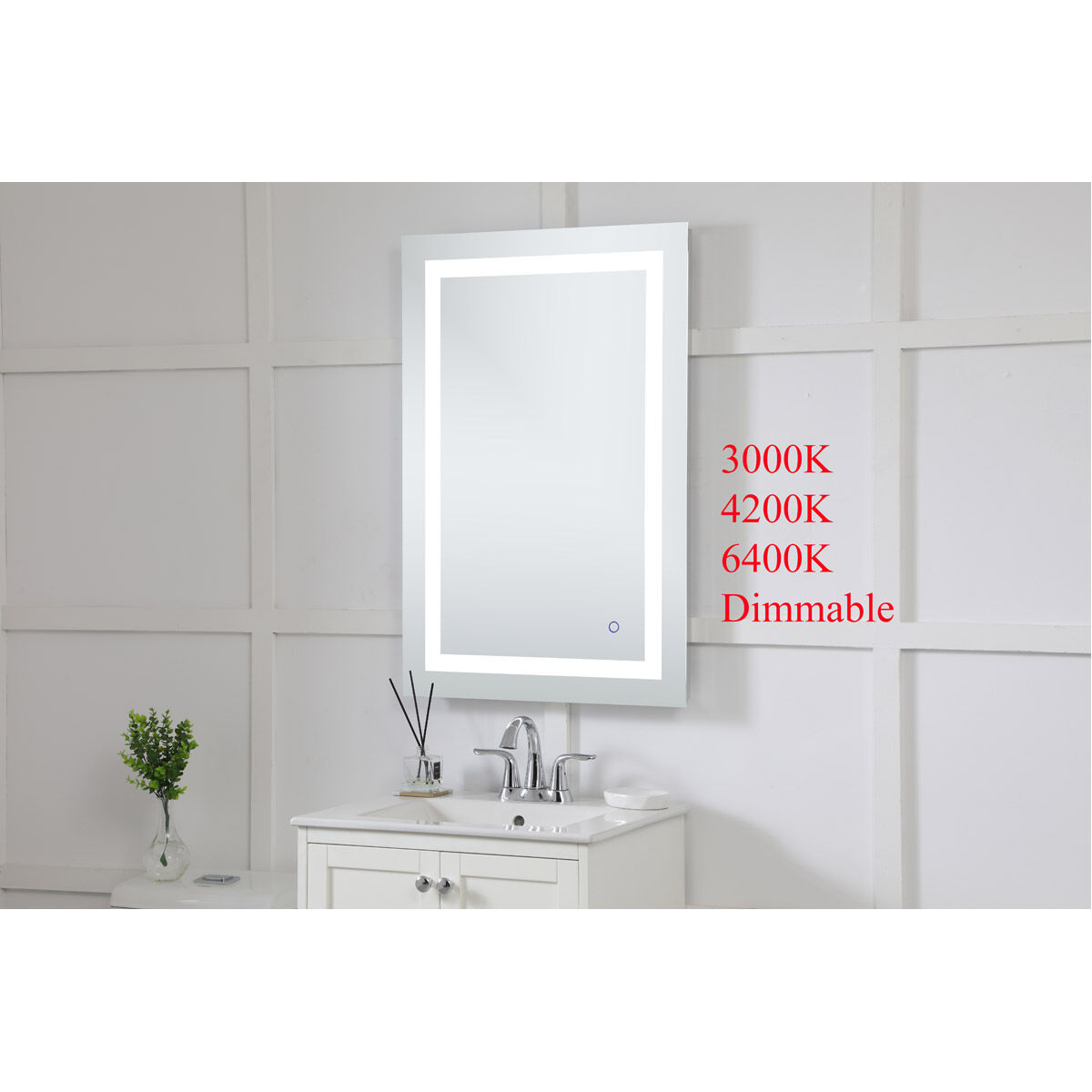 Helios 36 X 24 inch Silver Lighted Wall Mirror