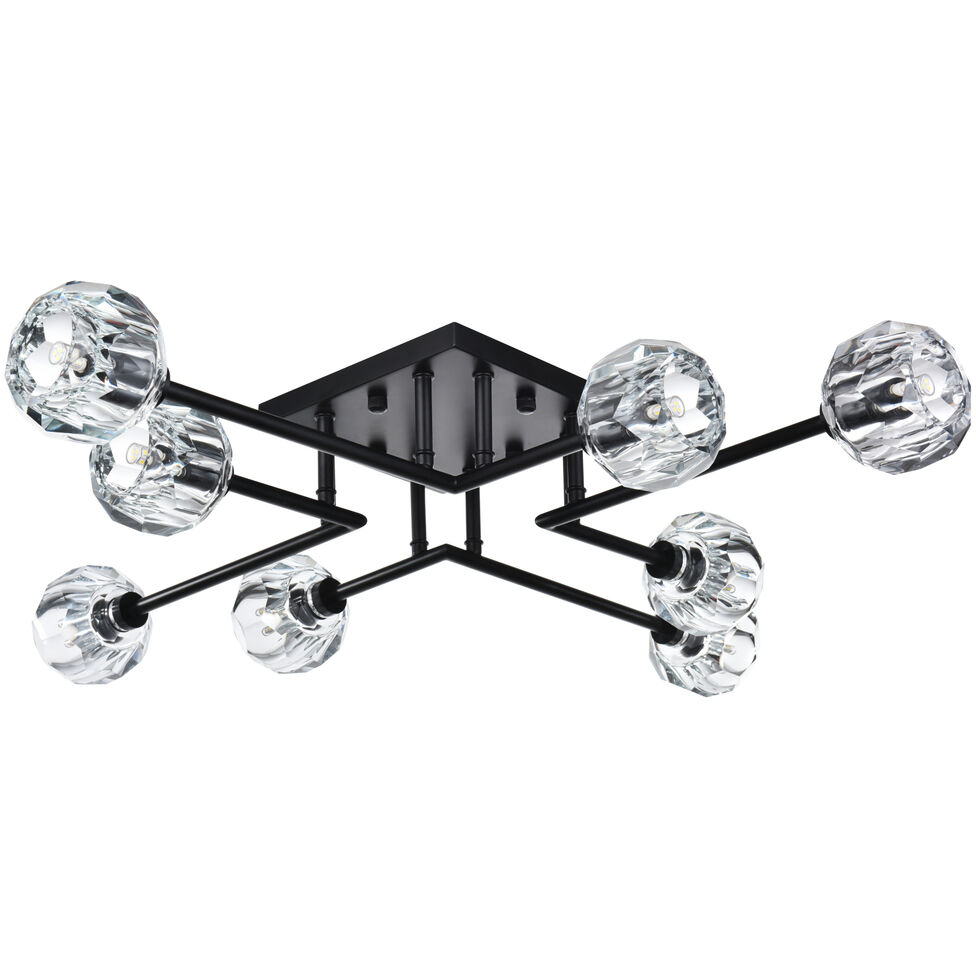 Eren 8 Light 31 inch Black Flush Mount Ceiling Light
