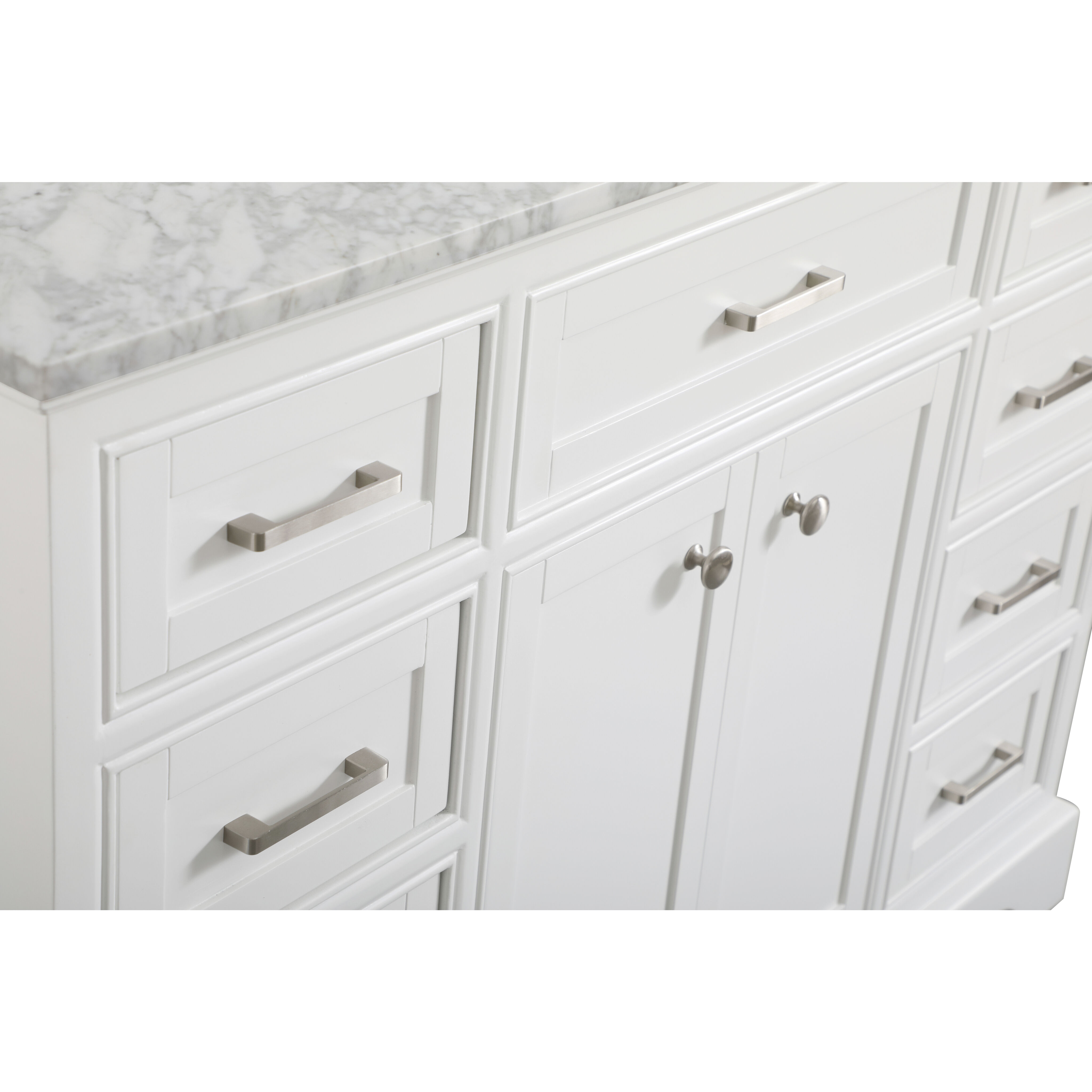 Americana 48 X 35 inch White with Carrara White Marble Vanity Set