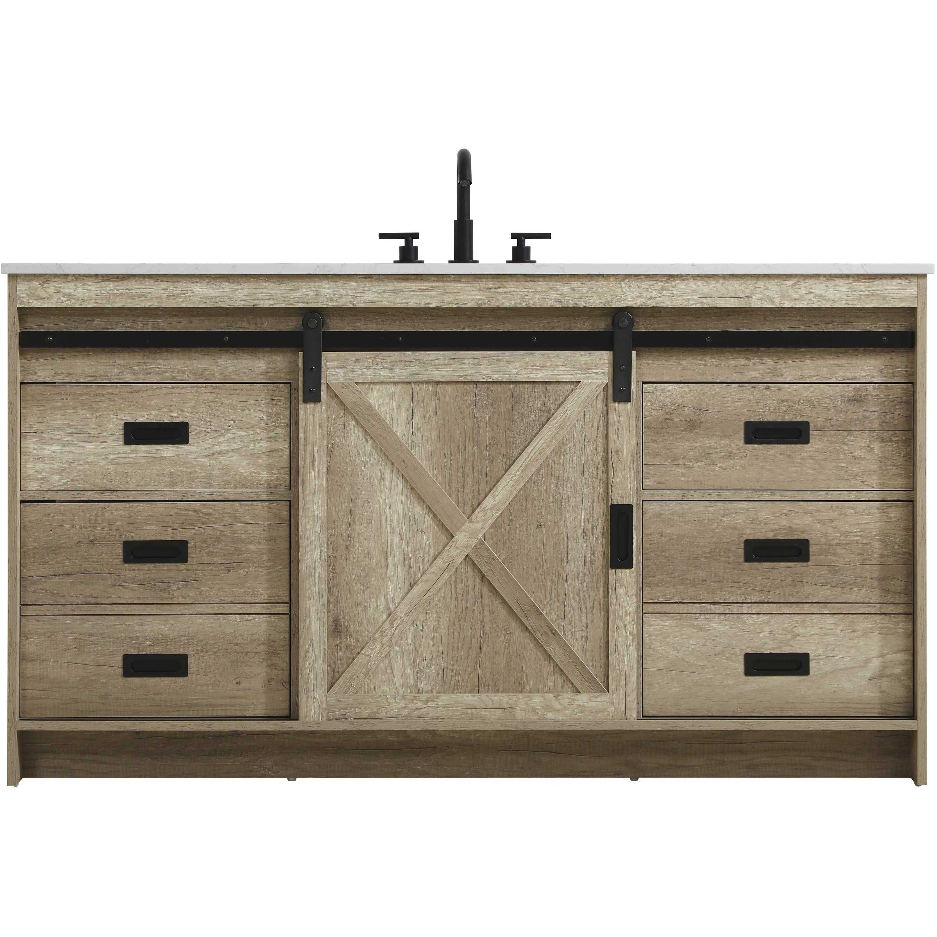 Austin 60 X 34 inch Natural Oak Bathroom Vanity Cabinet