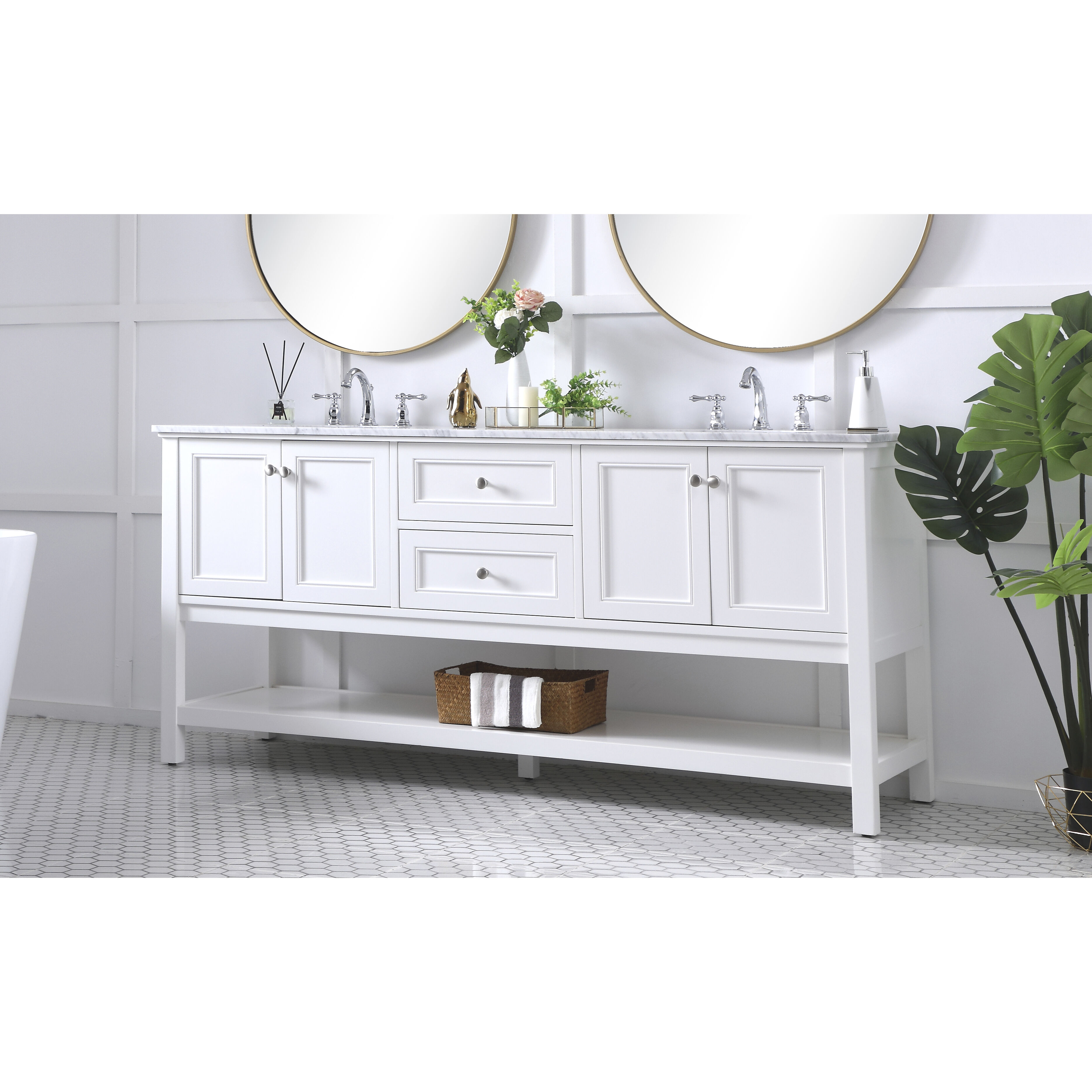 Metropolis 72 X 22 X 33.75 inch White Vanity Sink Set