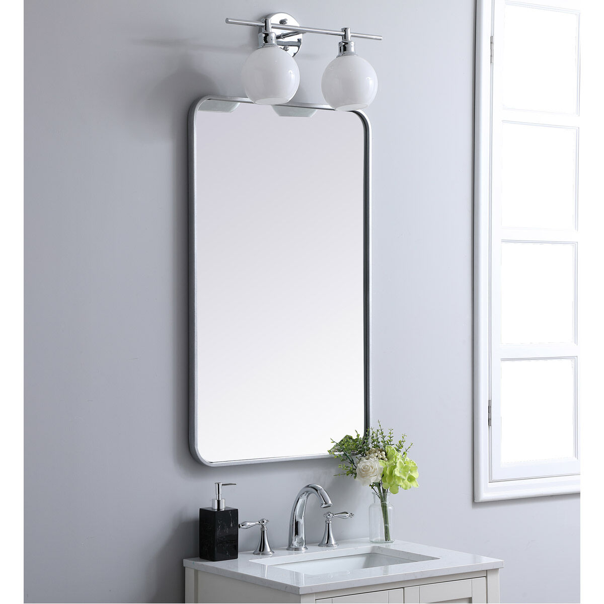 Elegant Lighting MR802236S Evermore 36 X 22 inch Silver Mirror