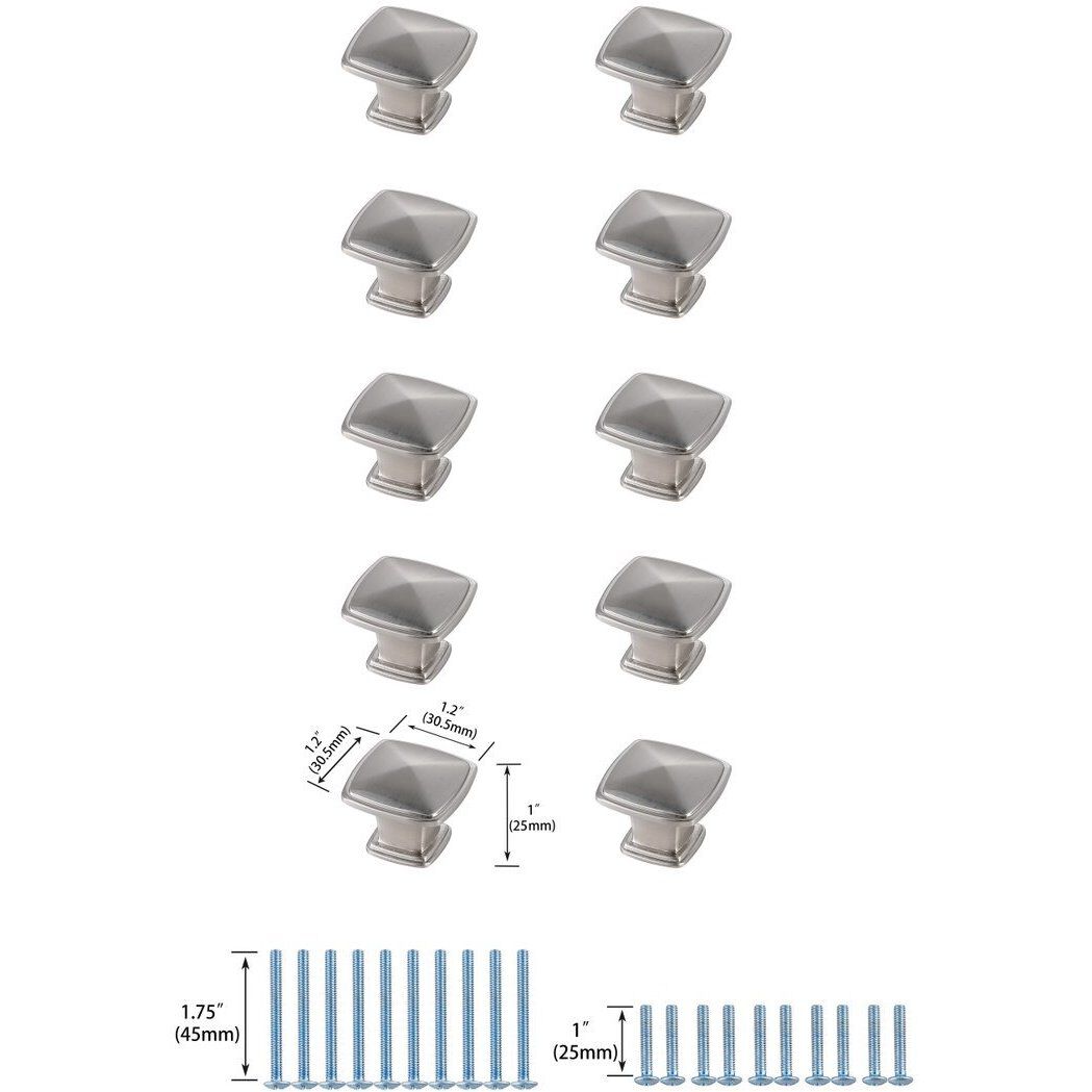 Marcel Brushed Nickel Hardware Cabinet Knob, Set of 10