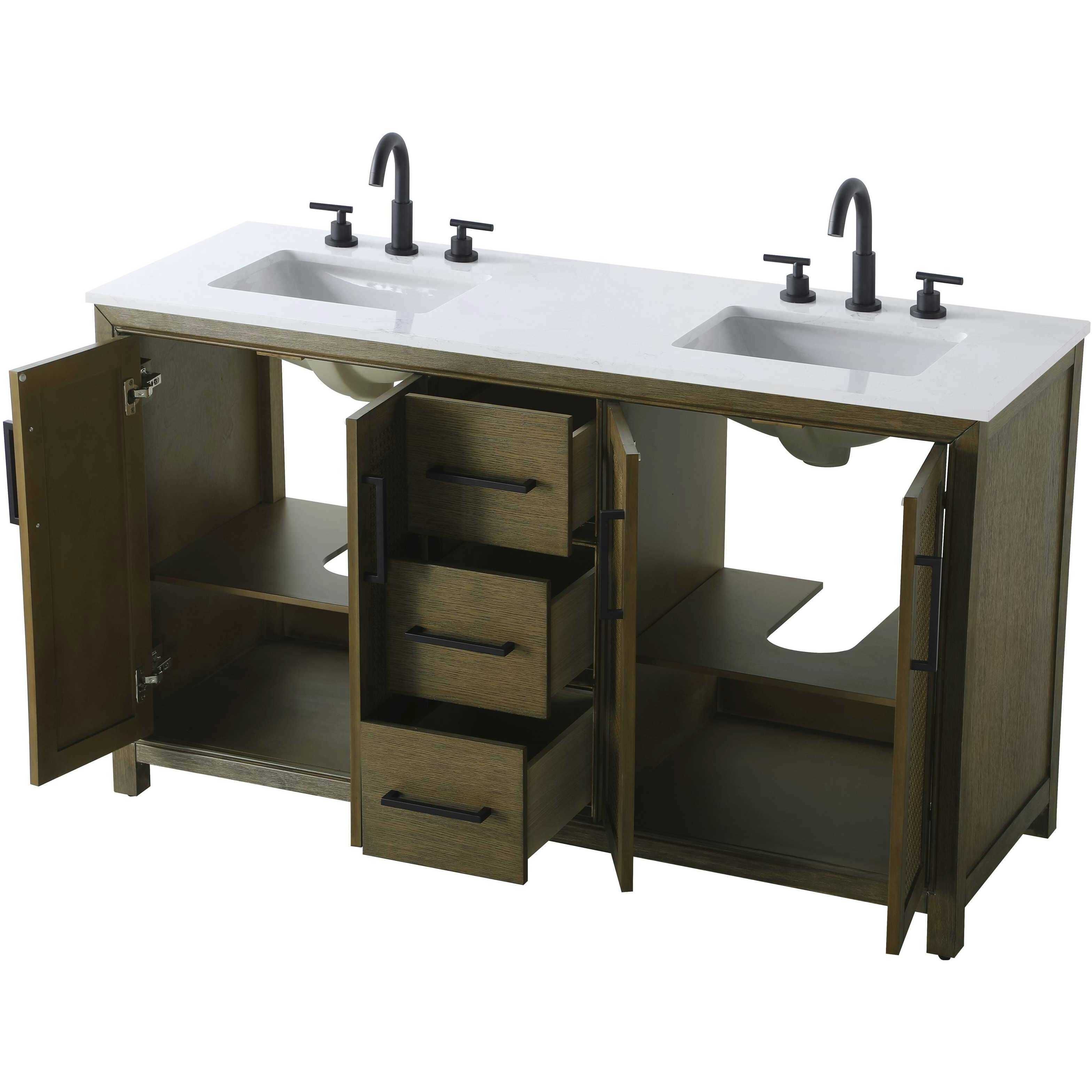 Alina 60 X 34 inch Hazel Oak Bathroom Vanity Cabinet