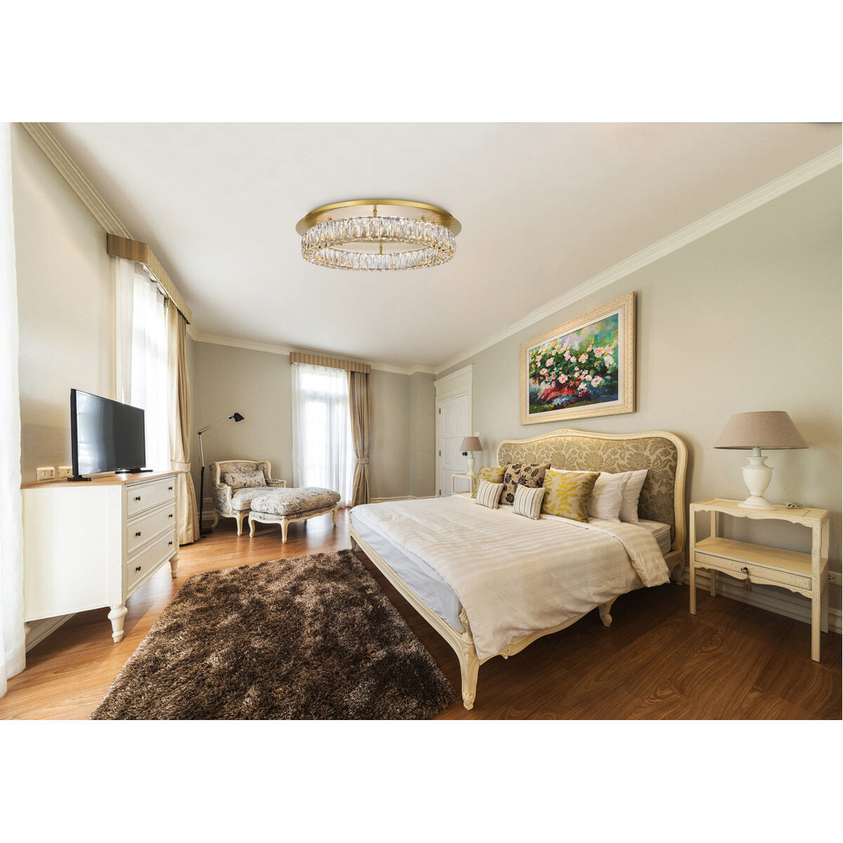 Monroe 26 inch Gold Flush Mount Ceiling Light