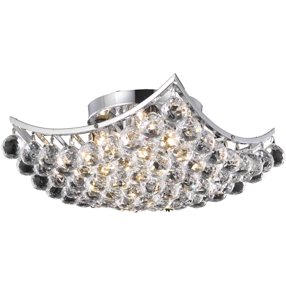 Corona 4 Light 14 inch Chrome Flush Mount Ceiling Light in Royal Cut