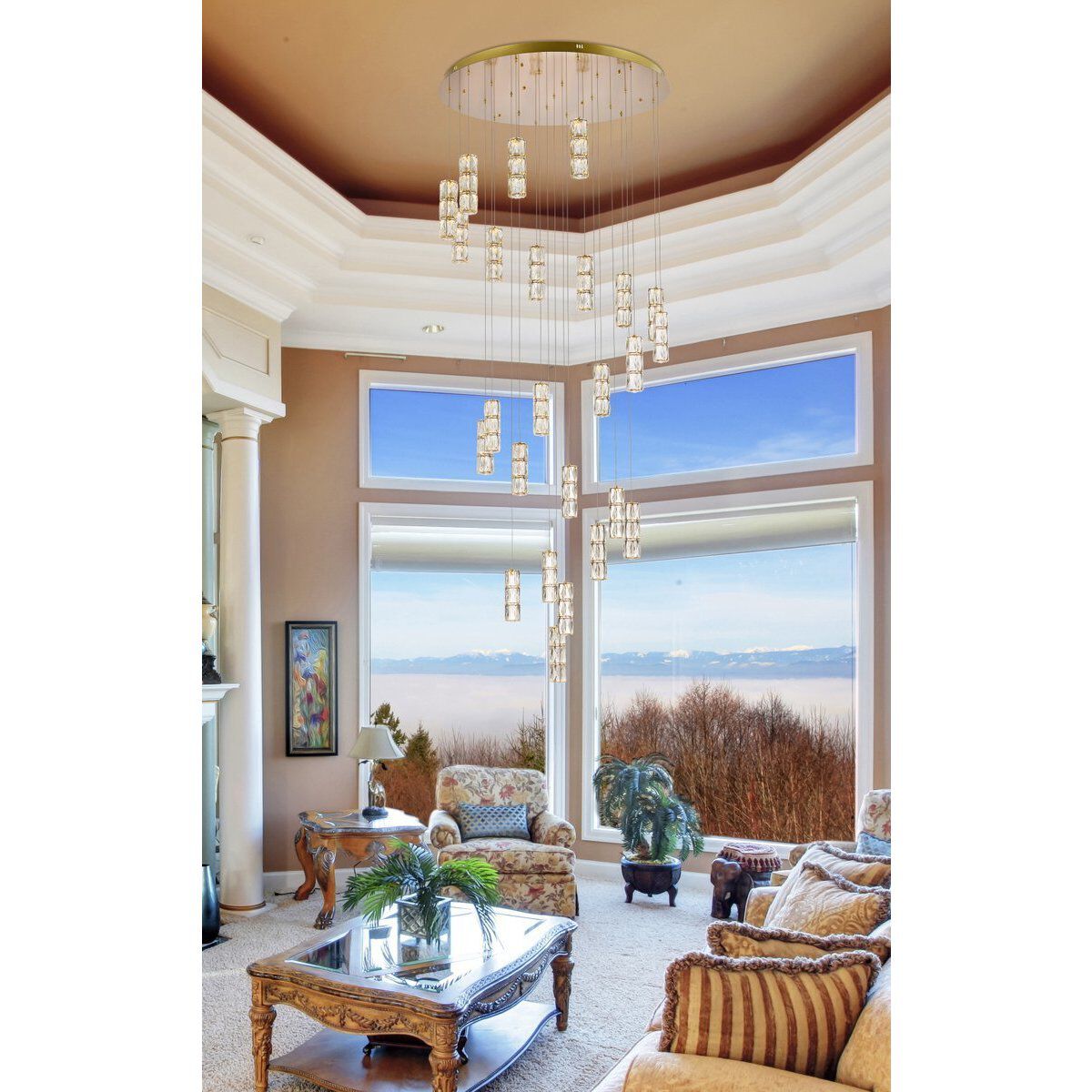 Polaris 25 Light 42 inch Gold Chandelier Ceiling Light