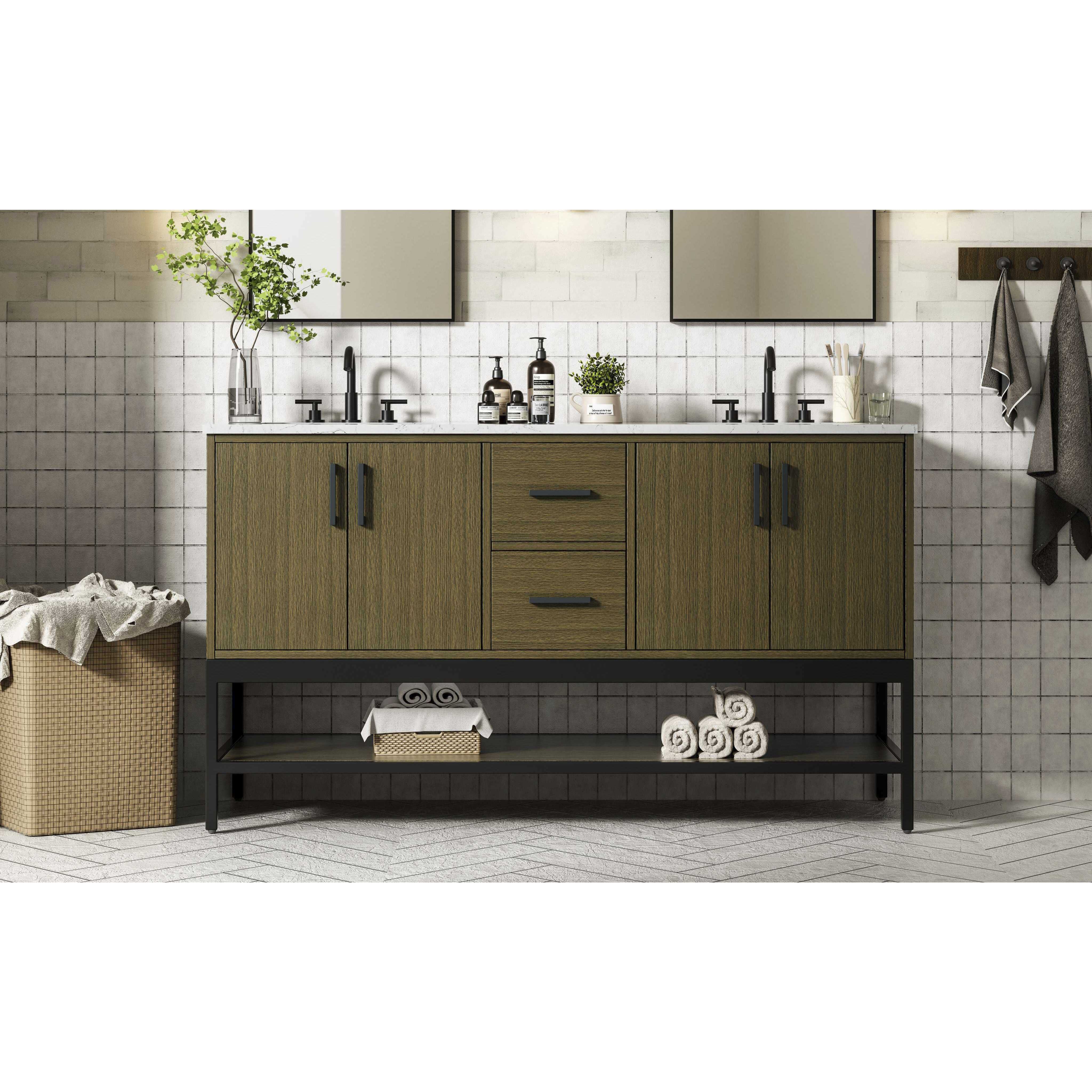 Lennox 60 X 34 inch Chestnut Brown Bathroom Vanity Cabinet