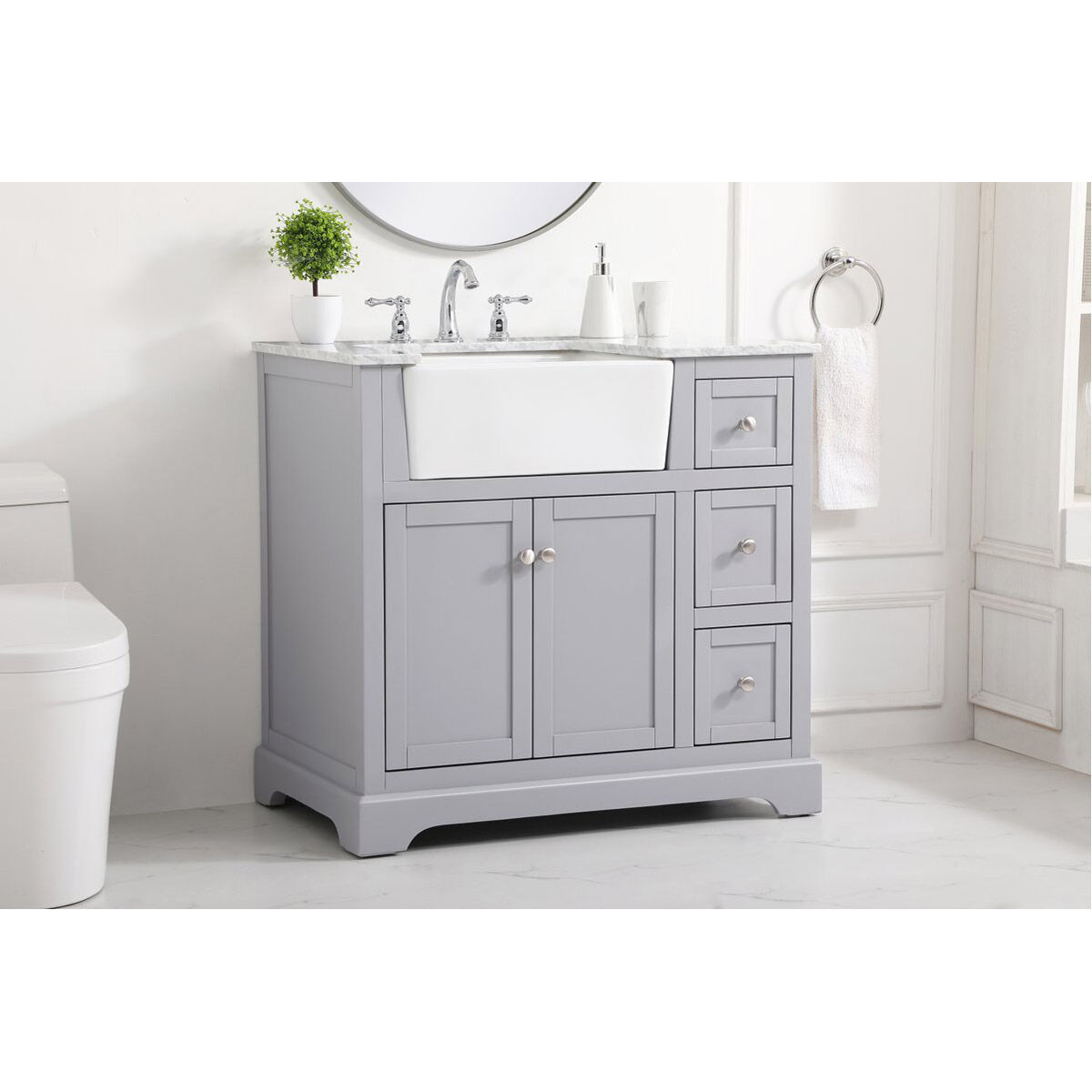 Franklin 36 X 22 X 34.75 inch Grey Bathroom Vanity Cabinet