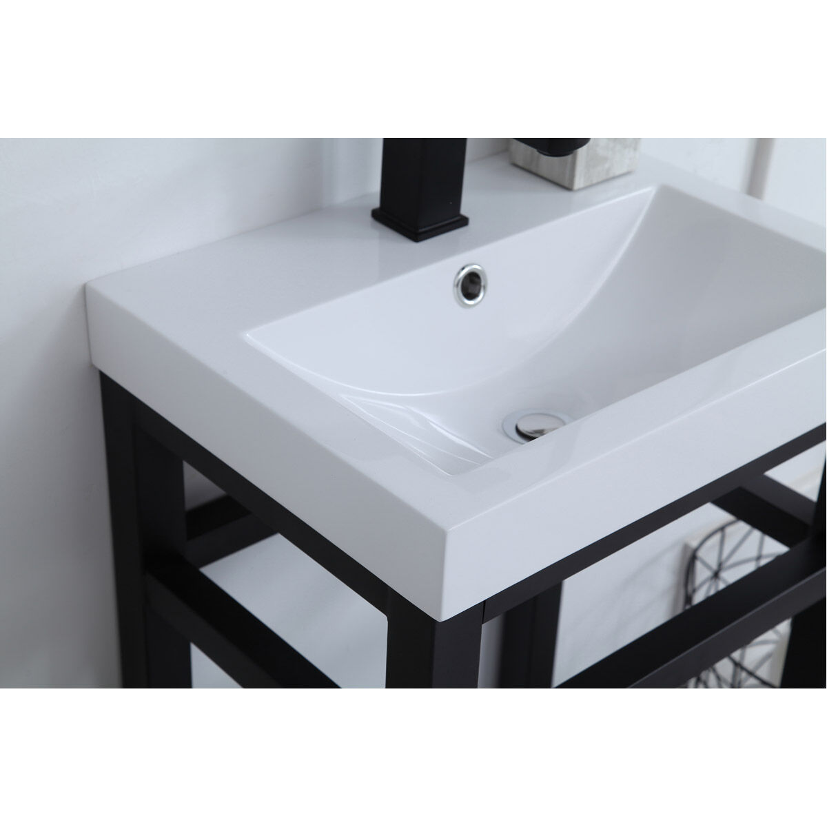 Raya 18 X 13.5 X 34 inch Black and White Vanity Sink Set