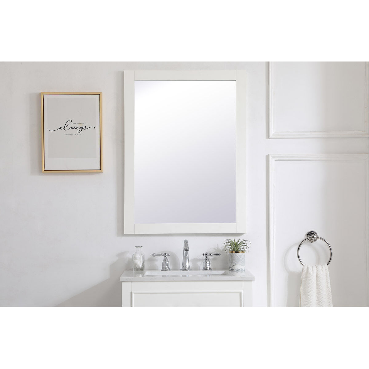 Aqua 32 X 24 inch White Wall Mirror