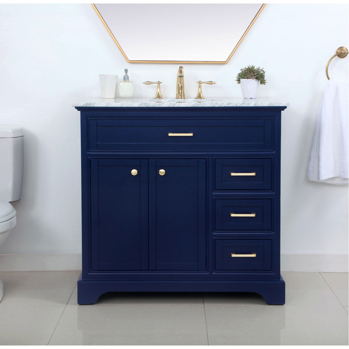 Americana 36 X 22 X 35 inch Blue Vanity Sink Set