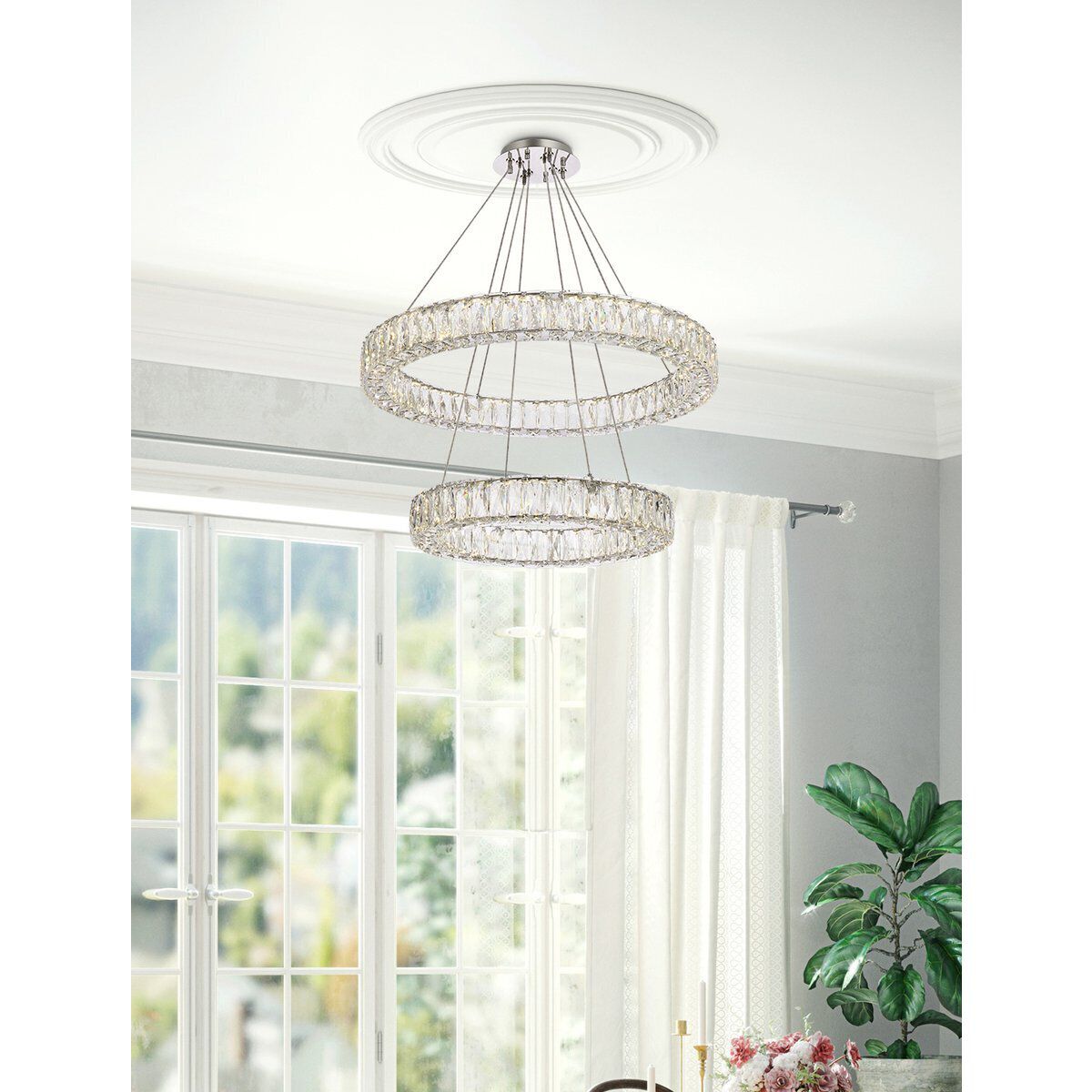 Monroe 2 Light 28 inch Chrome Chandelier Ceiling Light