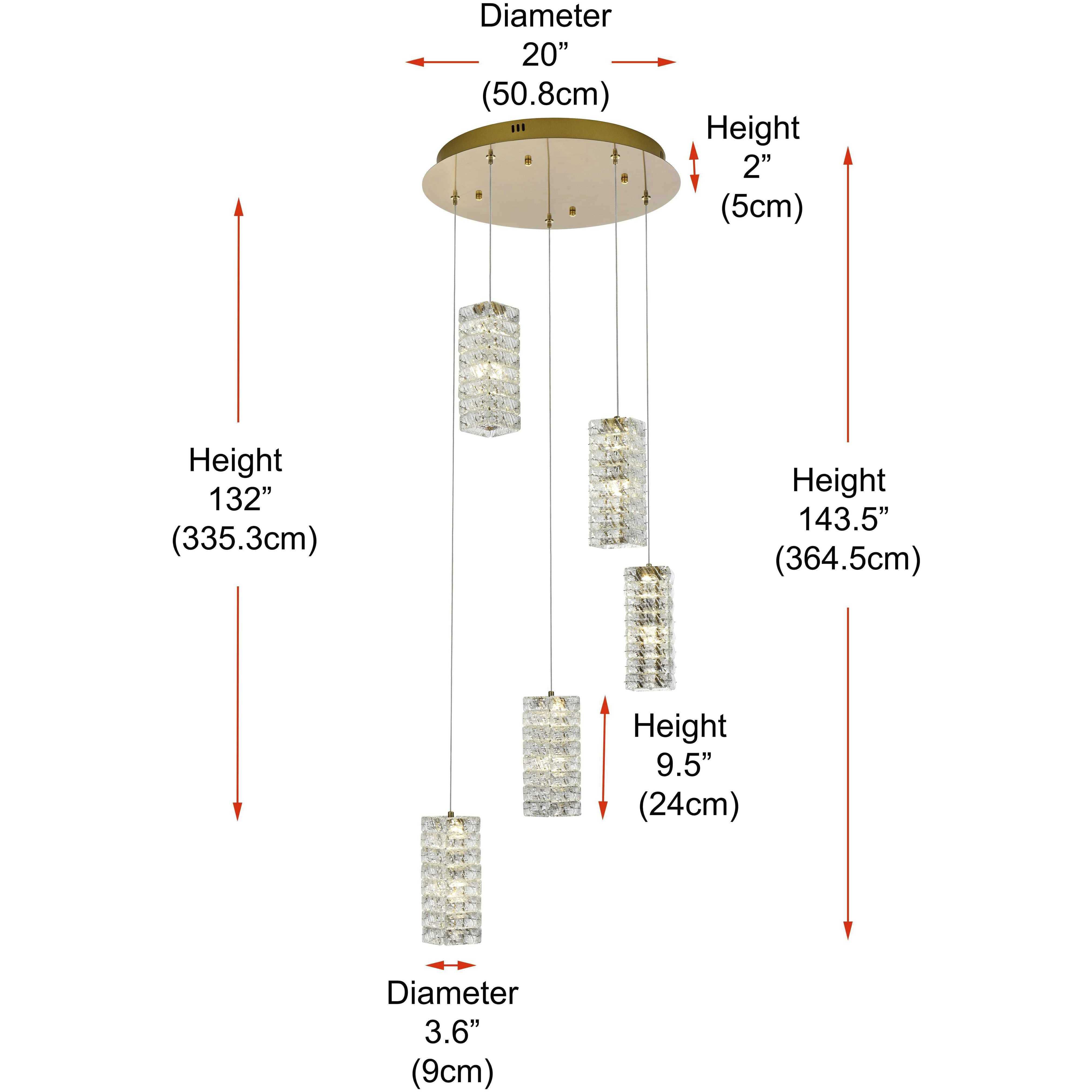Aston 5 Light 20 inch Satin Gold Pendant Ceiling Light