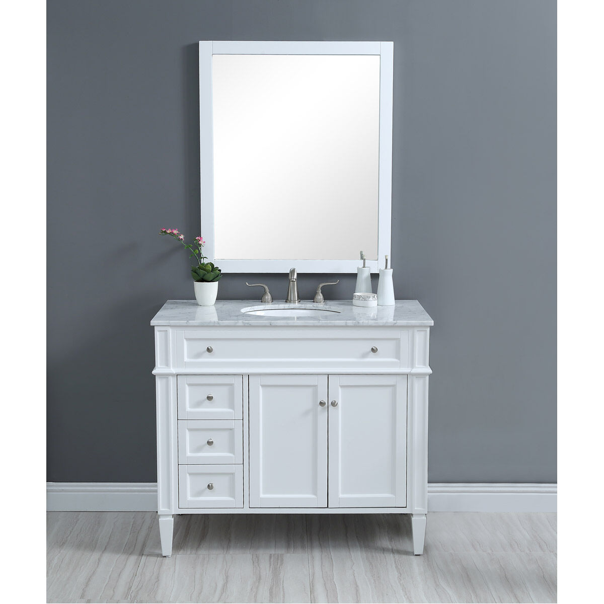 Park Avenue 40 X 35 inch White with Carrara White Marble Vanity Set