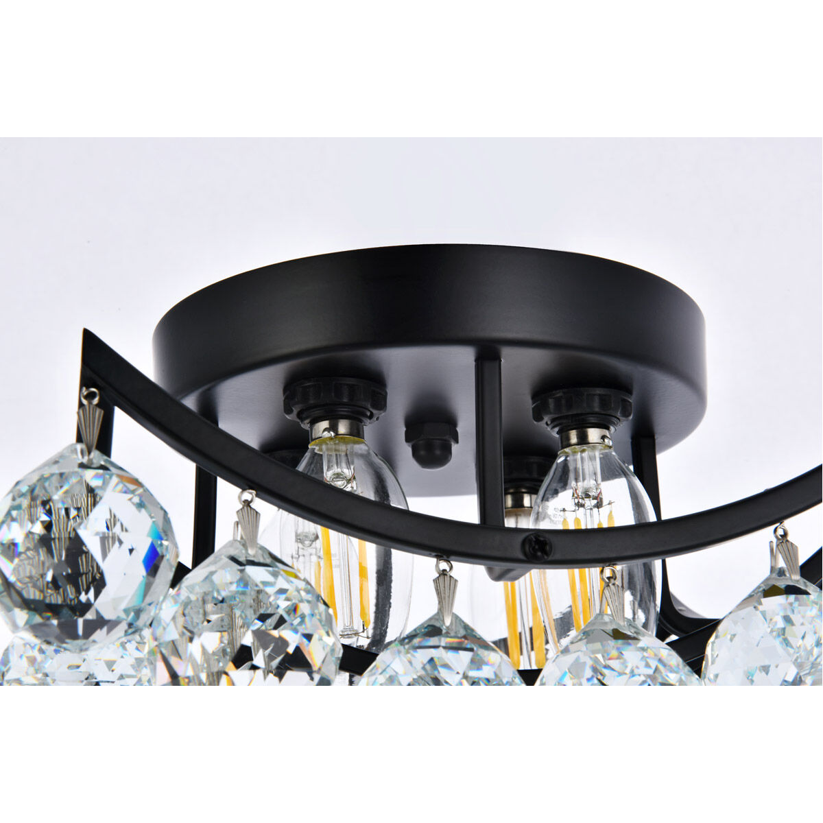 Corona 4 Light 10 inch Black and Clear Flush Mount Ceiling Light