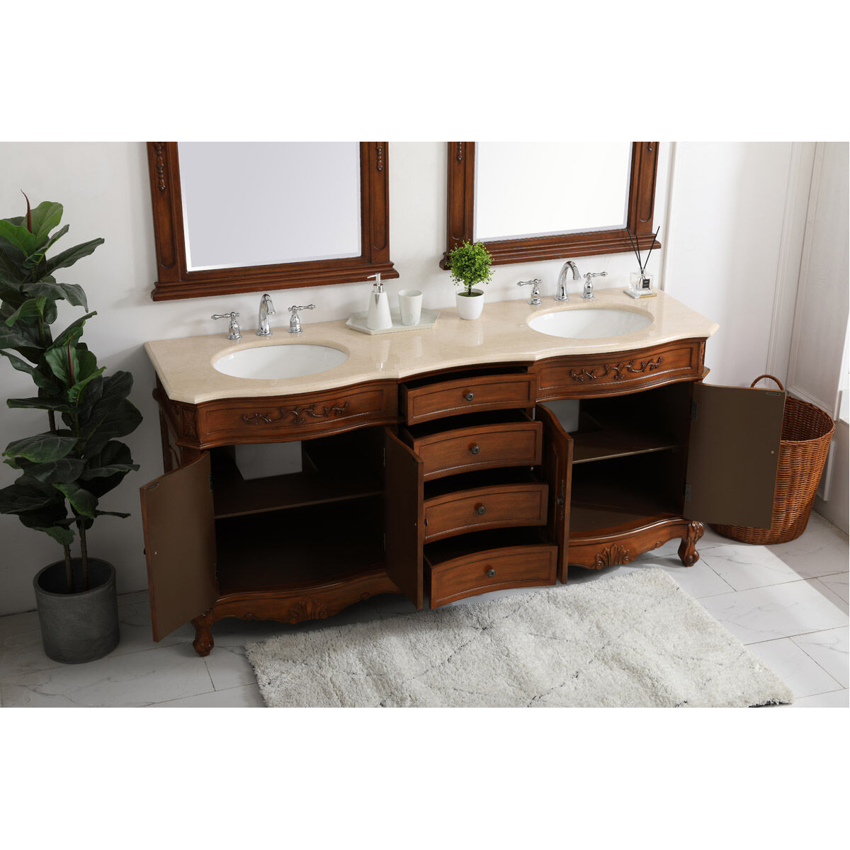 Danville 72 X 72 X 36 inch Teak and Antique Bronze Vanity Sink Set