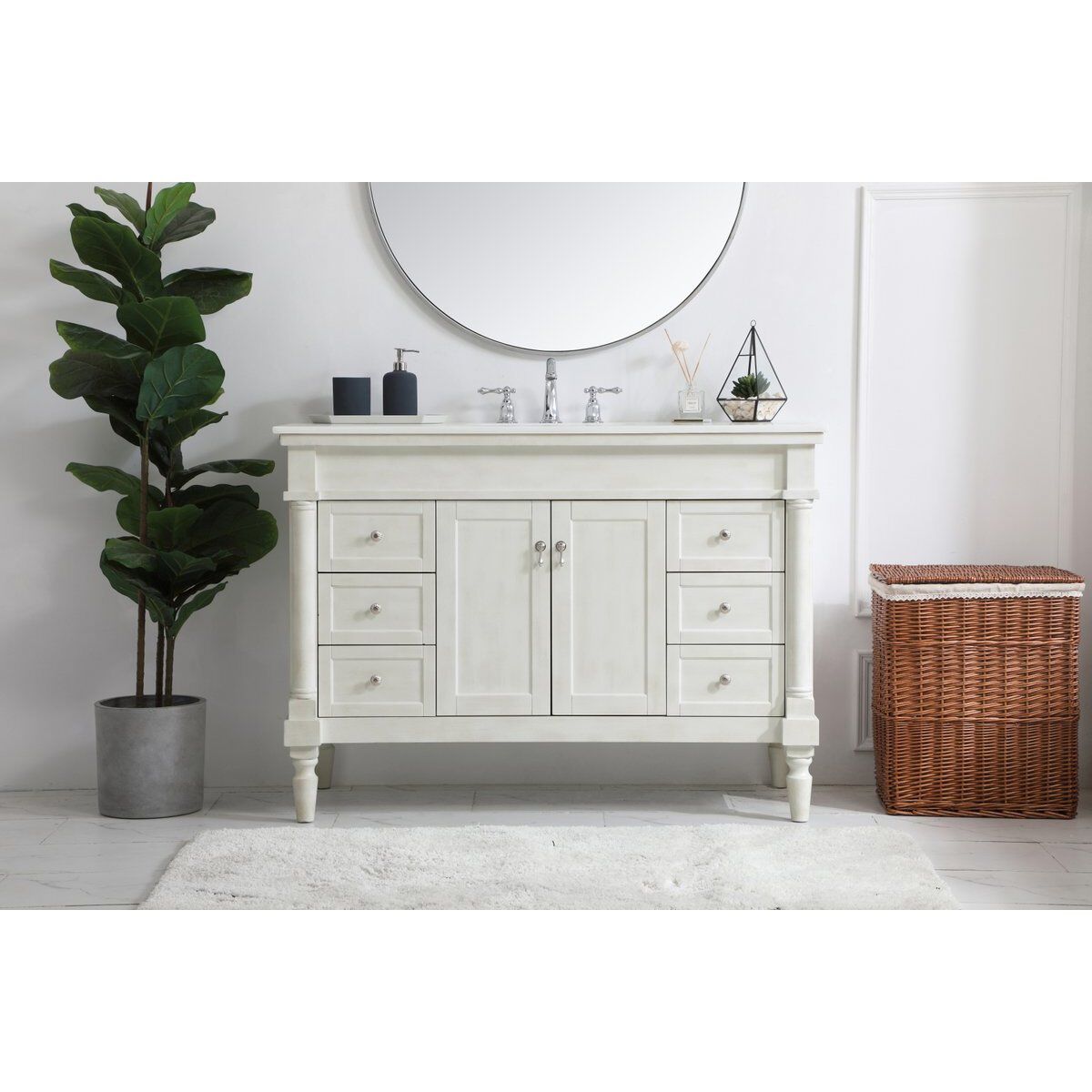 Lexington 48 X 21.5 X 35 inch Antique White Vanity Sink Set
