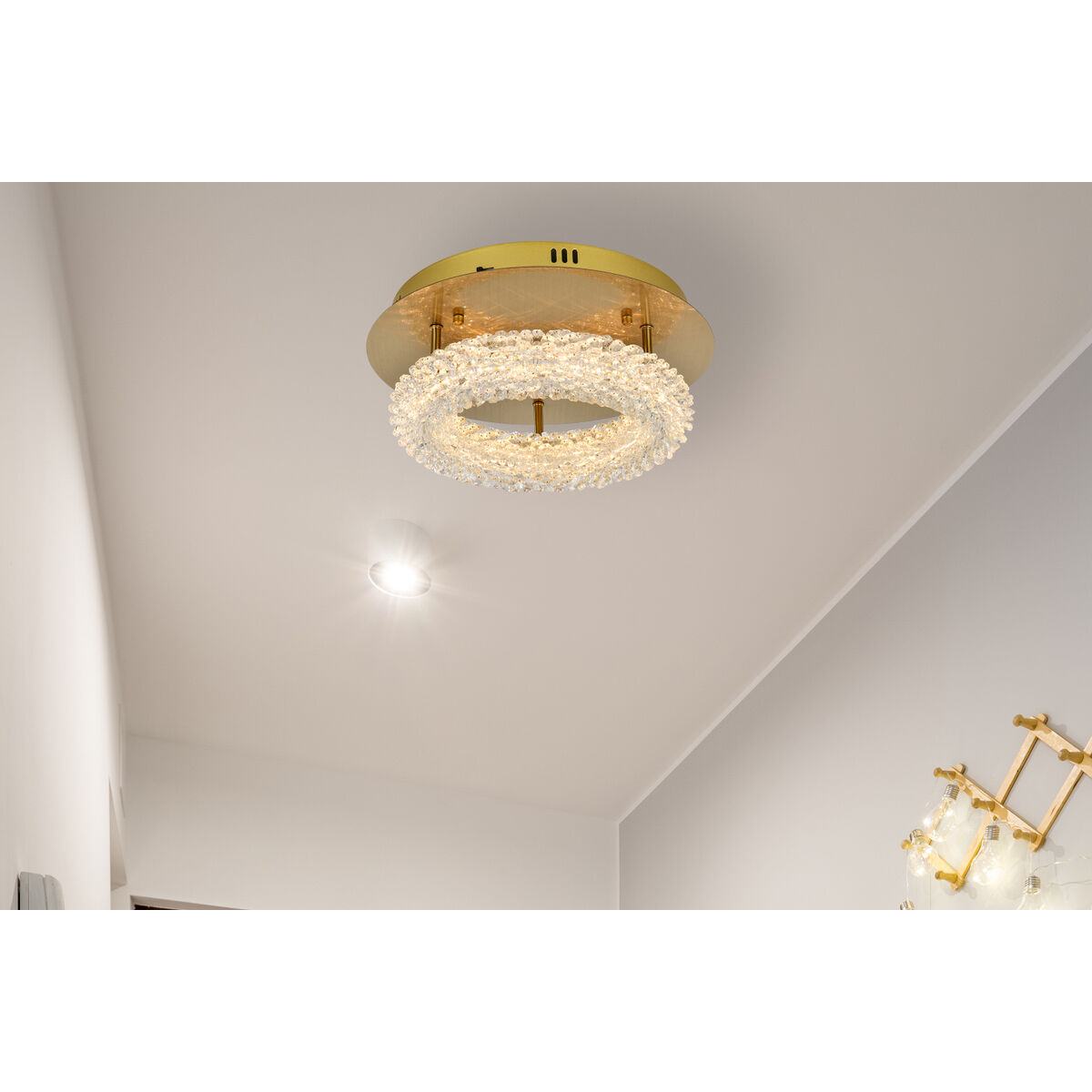 Bowen 1 Light 14 inch Satin Gold Flush Mount Ceiling Light