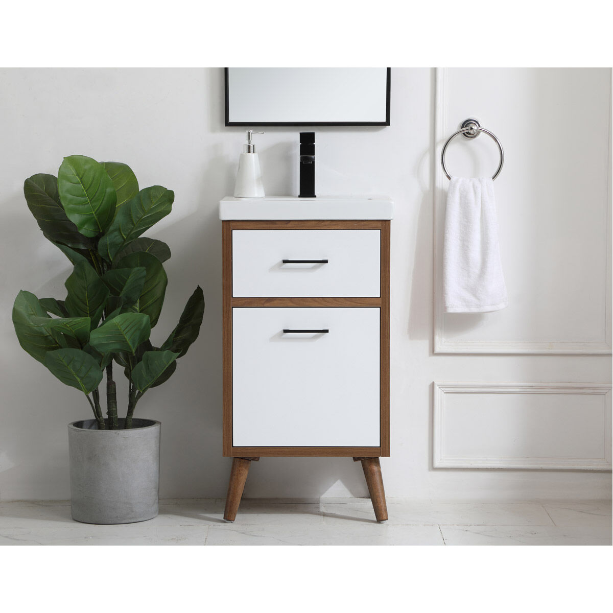 Boise 18 X 18 X 33 inch Matte White and Black Vanity Sink Set