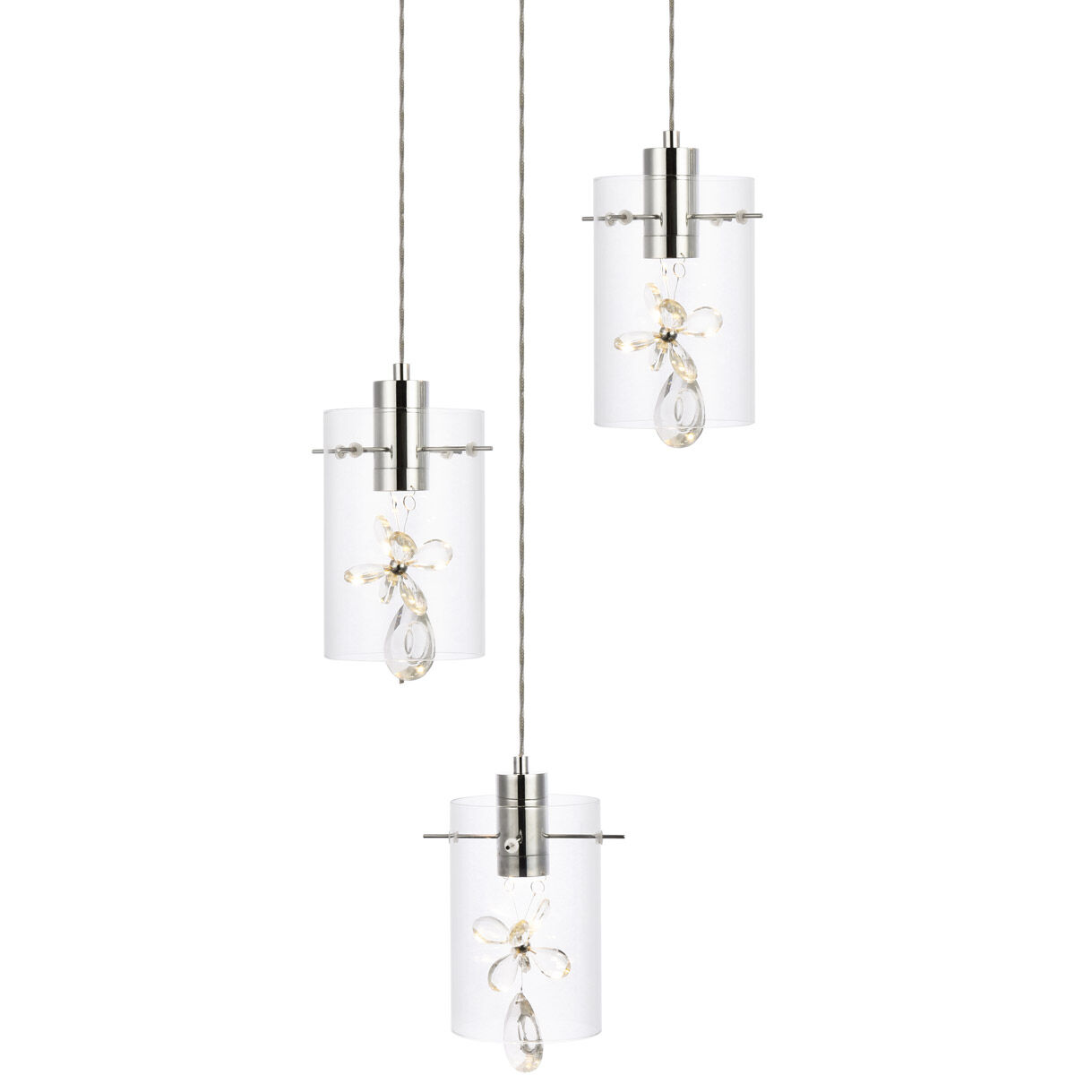 Hana 3 Light 16 inch Chrome Pendant Ceiling Light