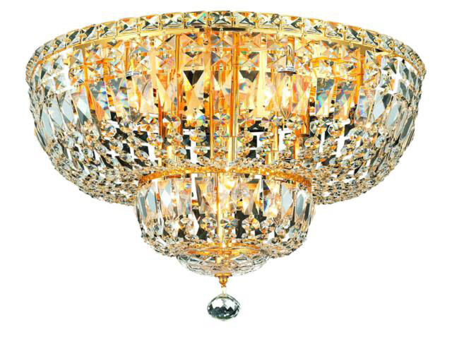 Tranquil 10 Light 20 inch Gold Flush Mount Ceiling Light in Royal Cut