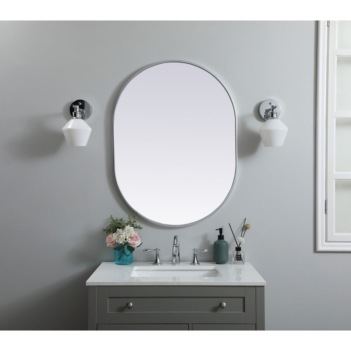 Asha 36 X 27 inch Silver Mirror in 27 x 36