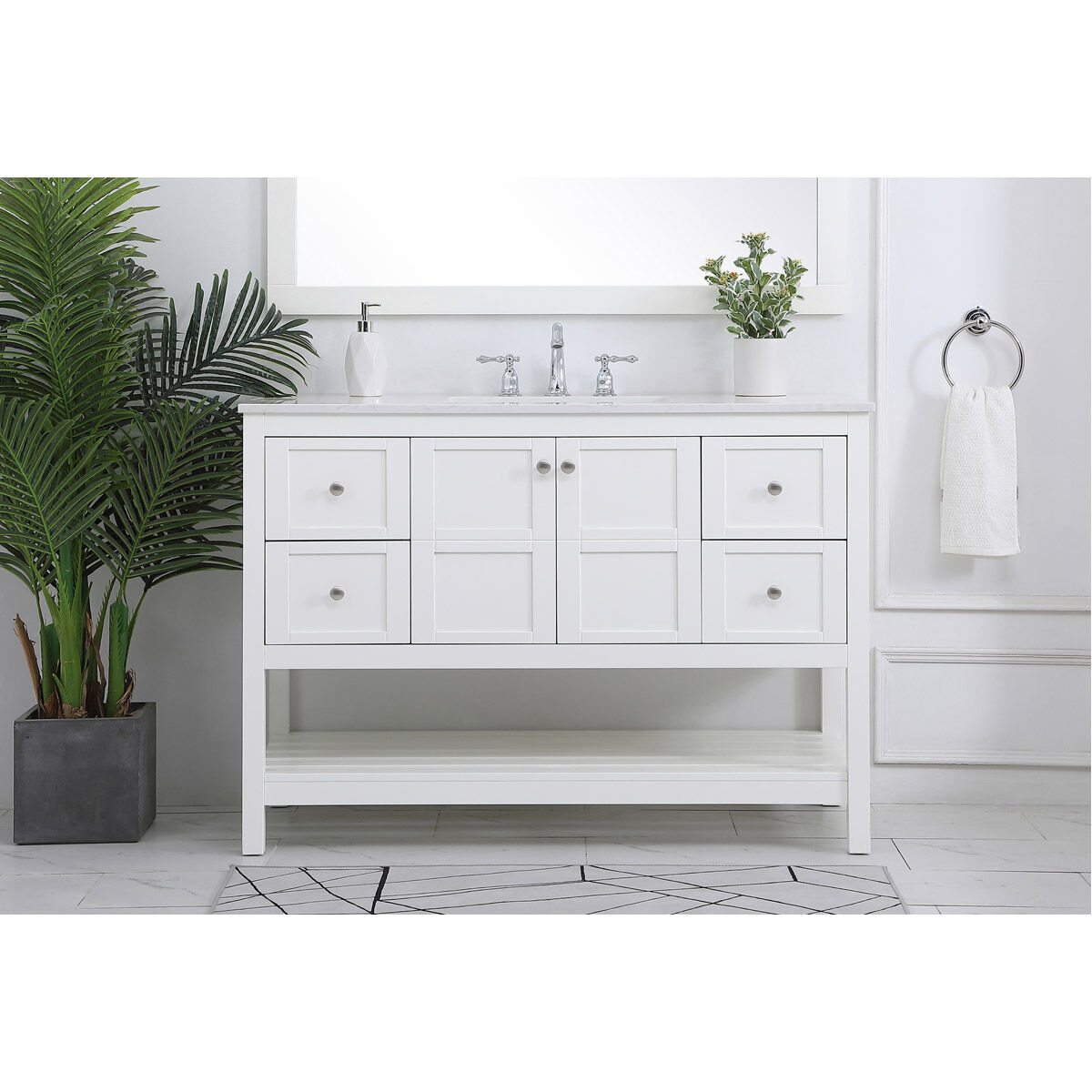 Theo 48 X 22 X 34 inch White Vanity Sink Set