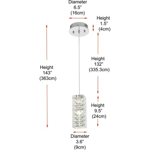 Aston 1 Light 6.5 inch Chrome Pendant Ceiling Light