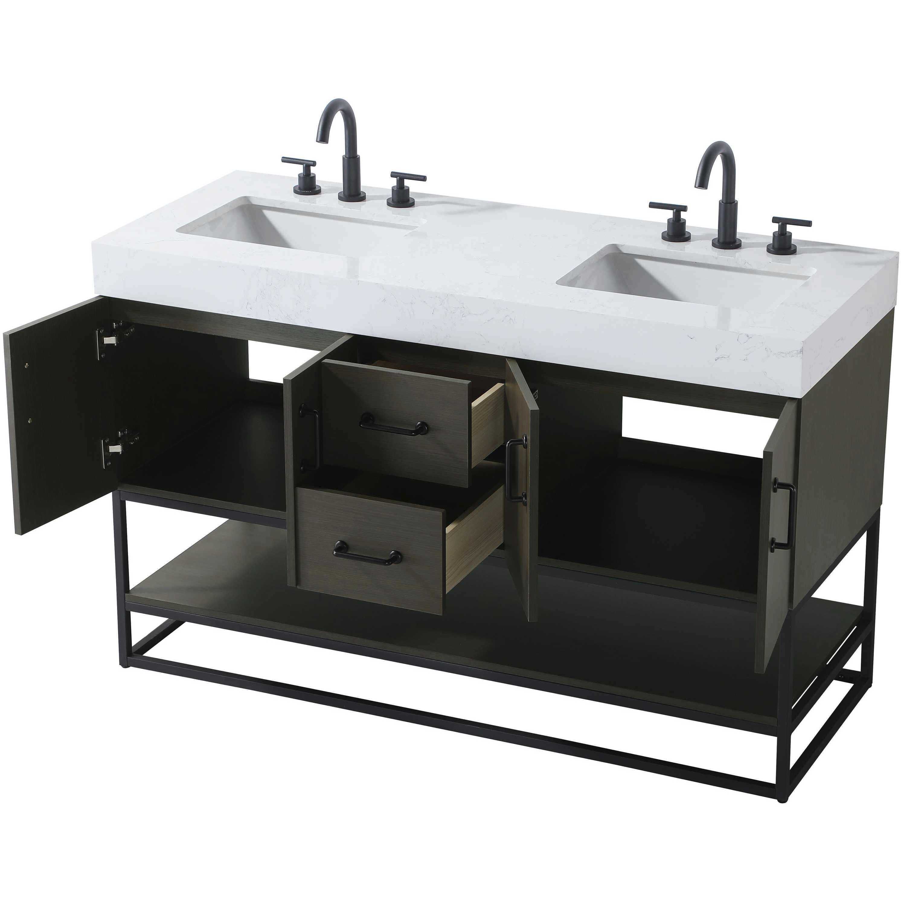 Caroline 54 X 34 inch Mocha Brown Bathroom Vanity Cabinet