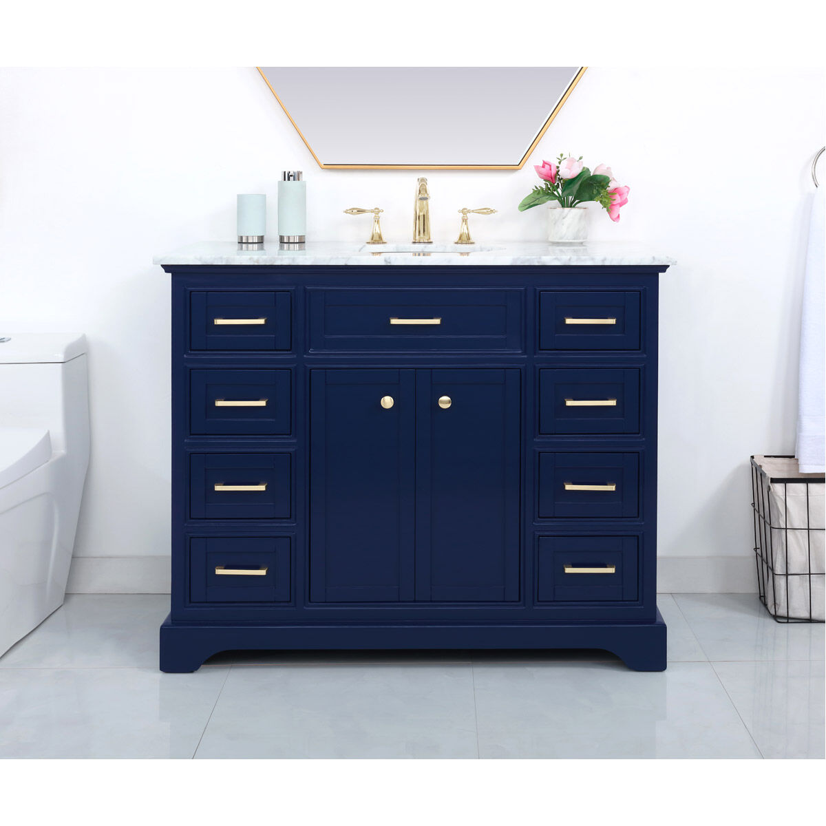 Americana 42 X 22 X 35 inch Blue Vanity Sink Set
