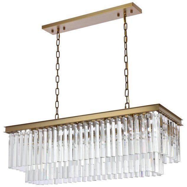 Sydney 12 Light 40 inch Satin Gold Linear Chandelier Ceiling Light in Clear