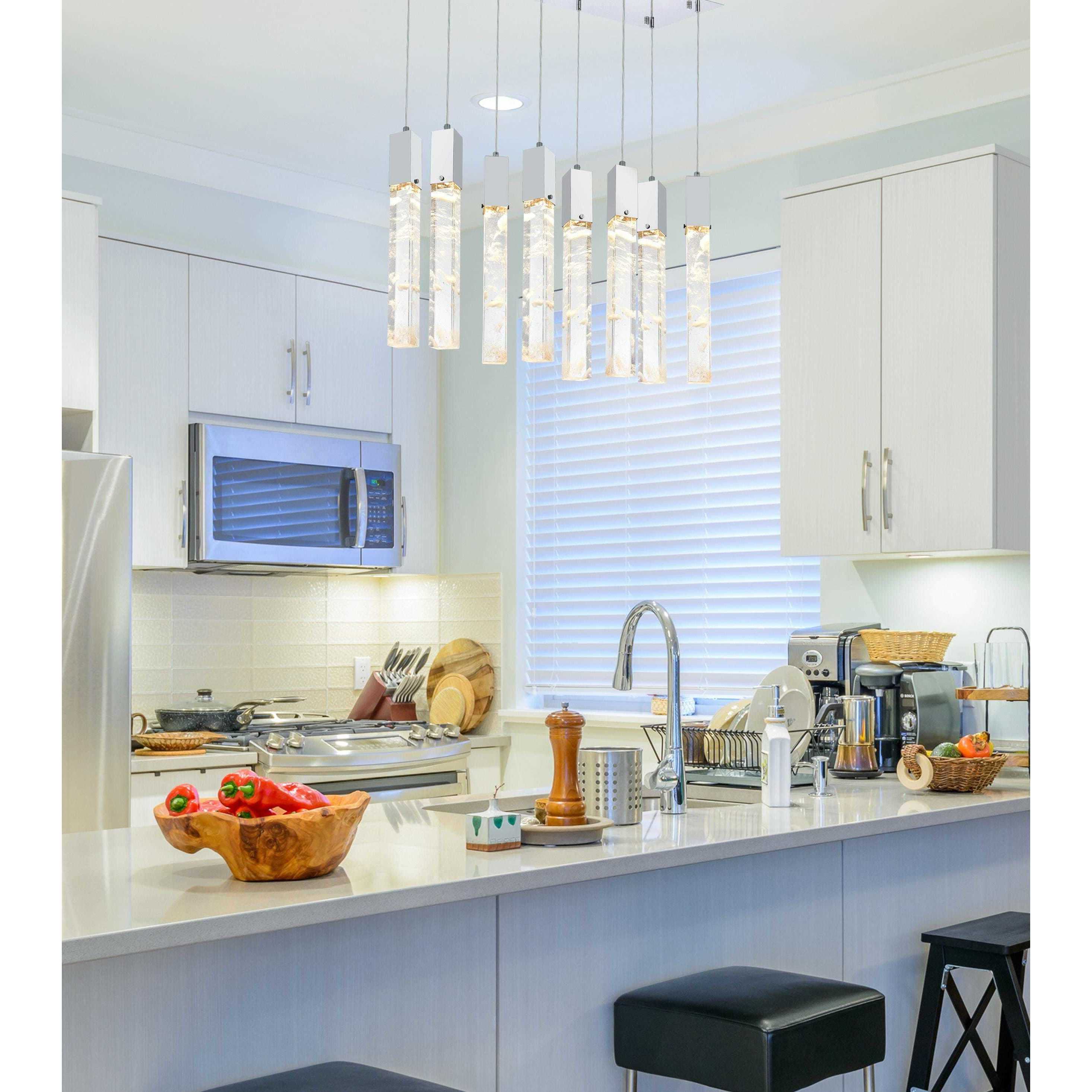 Aurora 8 Light 12 inch Chrome Pendant Ceiling Light