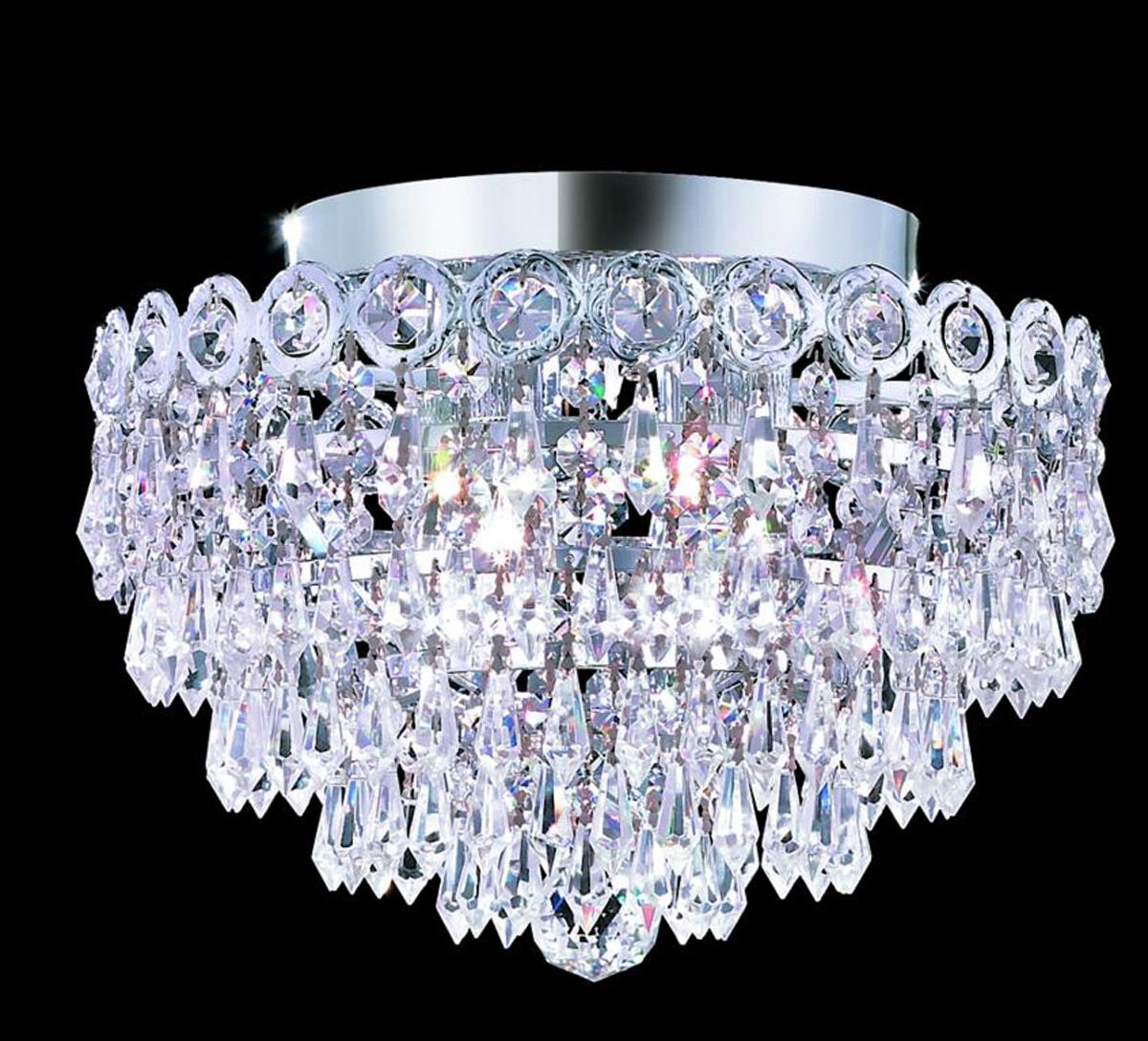 Century 4 Light 12 inch Chrome Flush Mount Ceiling Light in Royal Cut