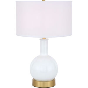 Cory 23 inch 40 watt Brushed Brass and White Table Lamp Portable Light