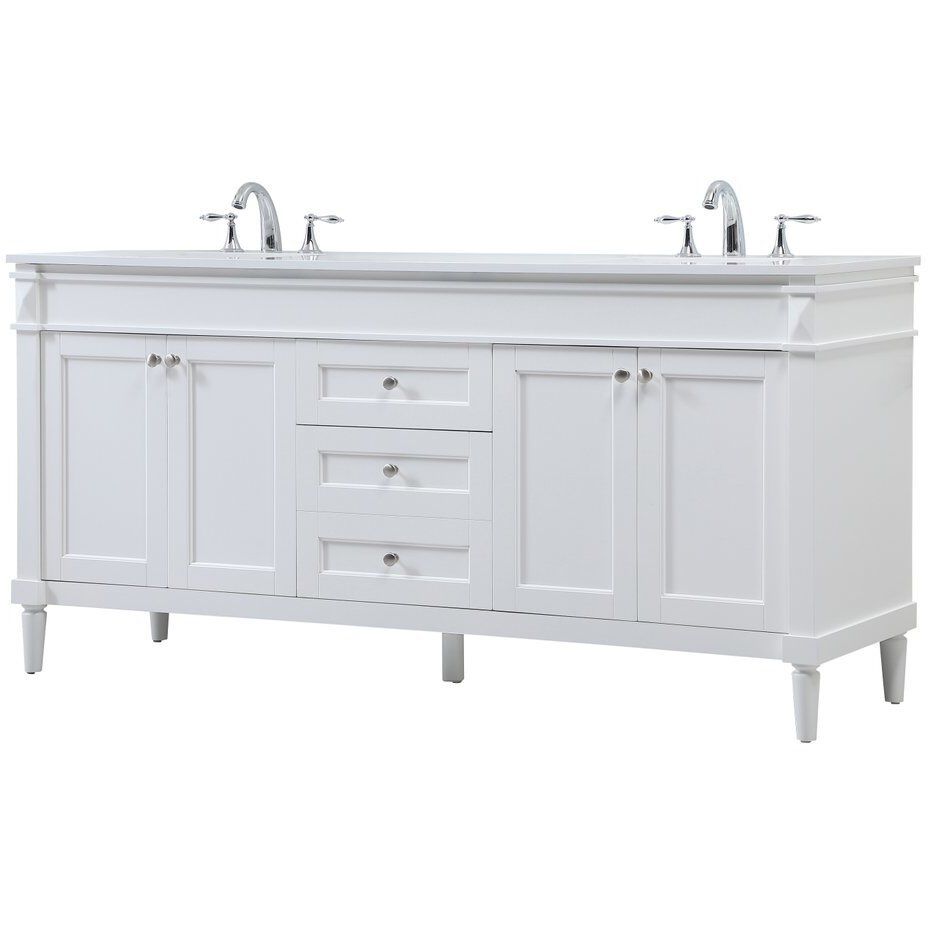 Bennett 72 X 21 X 35 inch White Vanity Sink Set