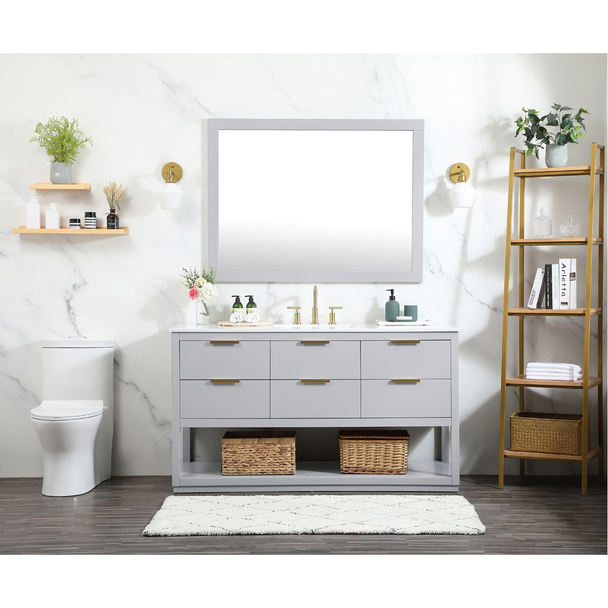 Larkin 60 X 22 X 34 inch Grey Vanity Sink Set