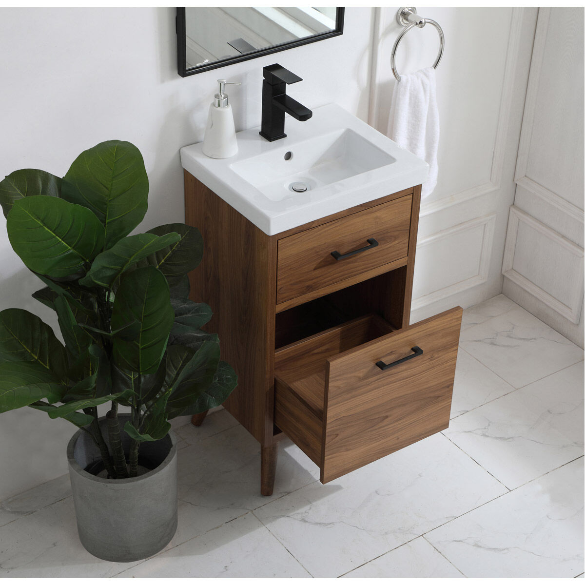 Boise 18.11 X 18.11 X 33.46 inch Walnut Brown and Black Vanity Sink Set