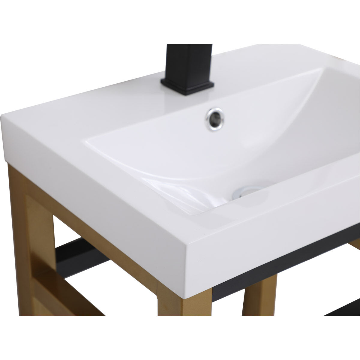 Raya 18 X 14 X 34 inch Gold and Black with White Vanity Sink Set