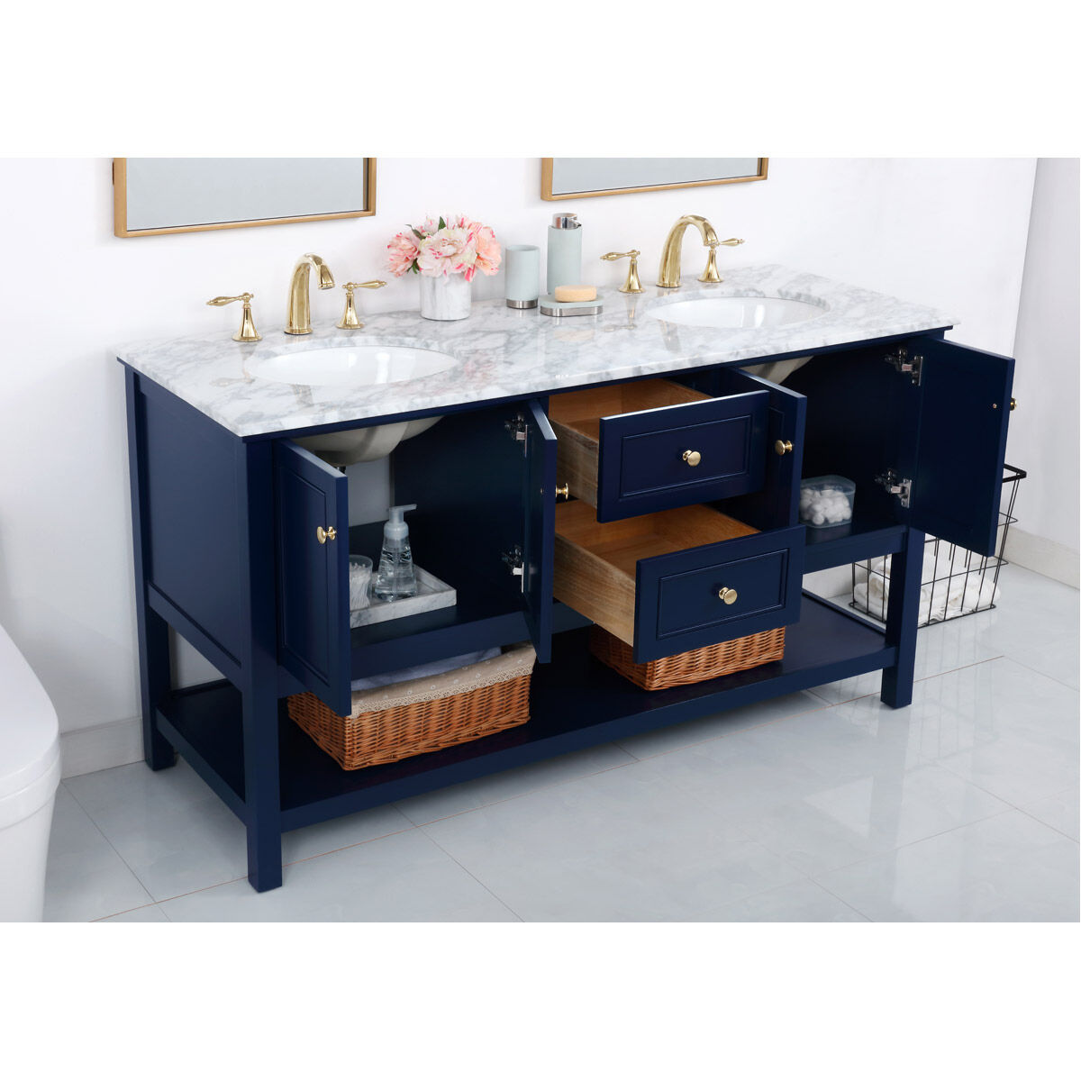 Metropolis 60 X 22 X 34 inch Blue Vanity Sink Set