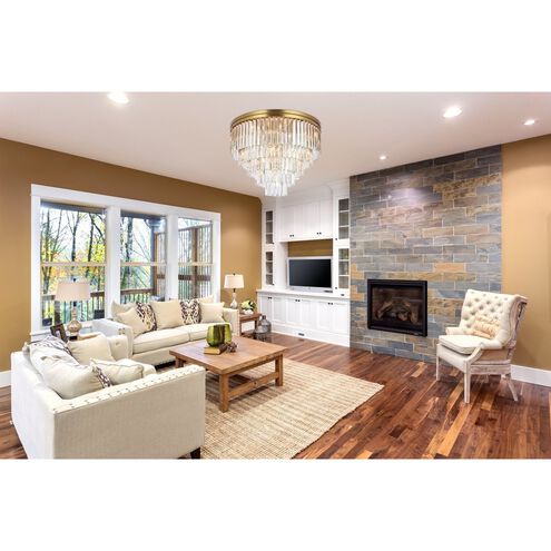 Sydney 17 Light 32 inch Satin Gold Flush Mount Ceiling Light in Clear