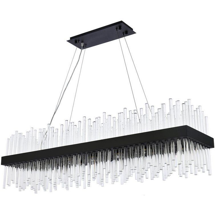 Dallas 28 Light 48 inch Black Linear Chandelier Ceiling Light